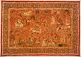 Kalamkari Rumal (Cover), Cotton; plain weave, mordant painted and dyed, resist dyed